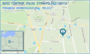 PORADNIA DERMATOLOGICZNA - NZOZ CENTRUM USŁUG STOMATOLOGICZNYCH - UL. GROTA ROWECKIEGO 1,  MILICZ