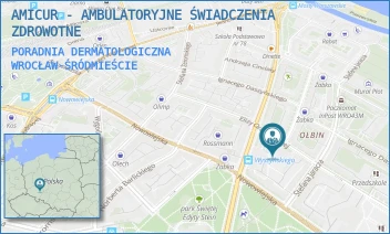PORADNIA DERMATOLOGICZNA - AMICUR - AMBULATORYJNE ŚWIADCZENIA ZDROWOTNE - UL. ELIZY ORZESZKOWEJ 55/57,  WROCŁAW-ŚRÓDMIEŚCIE