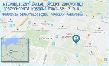PORADNIA DERMATOLOGICZNA - NIEPUBLICZNY ZAKŁAD OPIEKI ZDROWOTNEJ "PRZYCHODNIA KOSMONAUTÓW" SP. Z O.O. - UL. EUGENIUSZA HORBACZEWSKIEGO 35,  WROCŁAW-FABRYCZNA