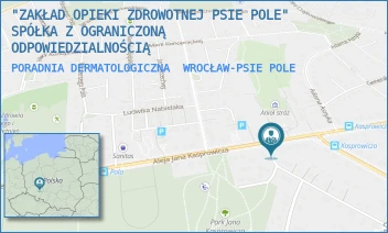 PORADNIA DERMATOLOGICZNA - "ZAKŁAD OPIEKI ZDROWOTNEJ PSIE POLE" SPÓŁKA Z OGRANICZONĄ ODPOWIEDZIALNOŚCIĄ - UL. POTOCKIEGO 2,  WROCŁAW-PSIE POLE