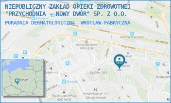 PORADNIA DERMATOLOGICZNA - NIEPUBLICZNY ZAKŁAD OPIEKI ZDROWOTNEJ "PRZYCHODNIA - NOWY DWÓR" SP. Z O.O. - UL. NOWODWORSKA 91A,  WROCŁAW-FABRYCZNA
