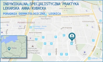 PORADNIA DERMATOLOGICZNA - INDYWIDUALNA SPECJALISTYCZNA PRAKTYKA LEKARSKA ANNA KUBACKA - UL. BATALIONU"ZOŚKA" 15/1C,  LEGNICA