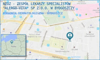 PORADNIA DERMATOLOGICZNA - NZOZ - ZESPÓŁ LEKARZY SPECJALISTÓW "ALERGO-VITA" SP Z O.O. W BYDGOSZCZY - KURPIŃSKIEGO 12/12A-13A,  BYDGOSZCZ