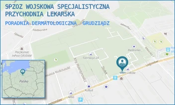 PORADNIA DERMATOLOGICZNA - WOJSKOWA SPECJALISTYCZNA PRZYCHODNIA LEKARSKA SAMODZIELNY PUBLICZNY ZAKŁAD OPIEKI ZDROWOTNEJ W GRUDZIĄDZU - LEGIONÓW 57,  GRUDZIĄDZ