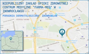 PORADNIA DERMATOLOGICZNA - NIEPUBLICZNY ZAKŁAD OPIEKI ZDROWOTNEJ - CENTRUM MEDYCZNE "FARMA-MED" W INOWROCŁAWIU - NARUTOWICZA 24,  INOWROCŁAW