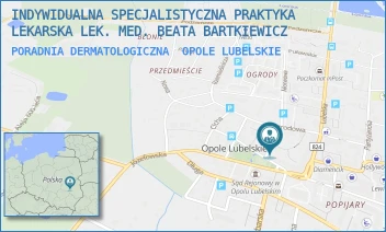 PORADNIA DERMATOLOGICZNA - INDYWIDUALNA SPECJALISTYCZNA PRAKTYKA  LEKARSKA LEK. MED. BEATA BARTKIEWICZ - STRAŻACKA 2,  OPOLE LUBELSKIE
