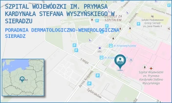 PORADNIA DERMATOLOGICZNO-WENEROLOGICZNA - SZPITAL WOJEWÓDZKI IM. PRYMASA KARDYNAŁA STEFANA WYSZYŃSKIEGO W SIERADZU - UL. ARMII KRAJOWEJ 7,  SIERADZ