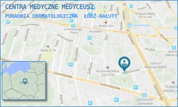 PORADNIA DERMATOLOGICZNA - CENTRA MEDYCZNE MEDYCEUSZ - UL. BAZAROWA 9,  ŁÓDŹ-BAŁUTY