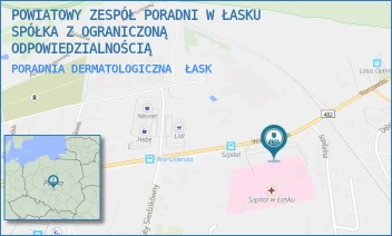 PORADNIA DERMATOLOGICZNA - POWIATOWY ZESPÓŁ PORADNI W ŁASKU SPÓŁKA Z OGRANICZONĄ ODPOWIEDZIALNOŚCIĄ - UL. WARSZAWSKA 62,  ŁASK