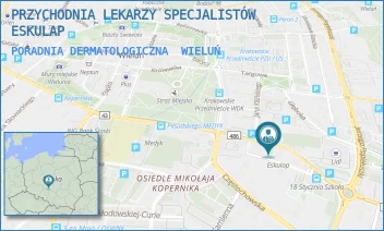 PORADNIA DERMATOLOGICZNA - PRZYCHODNIA LEKARZY SPECJALISTÓW ESKULAP - 18-STYCZNIA 16,  WIELUŃ