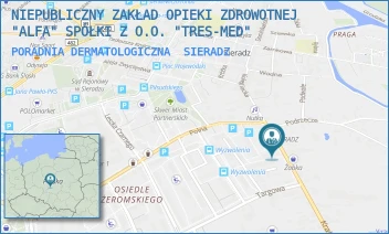 PORADNIA DERMATOLOGICZNA - NIEPUBLICZNY ZAKŁAD OPIEKI ZDROWOTNEJ "ALFA" SPÓŁKI Z O.O. "TRES-MED" - UL. KRAKOWSKIE PRZEDMIEŚCIE 10,  SIERADZ