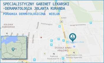 PORADNIA DERMATOLOGICZNA - SPECJALISTYCZNY GABINET LEKARSKI -DERAMATOLOGIA JOLANTA KURANDA - SIERADZKA  56,  WIELUŃ
