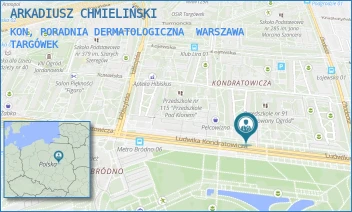 KON, PORADNIA DERMATOLOGICZNA - ARKADIUSZ CHMIELIŃSKI - KONDRATOWICZA 27B,  WARSZAWA TARGÓWEK