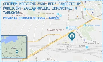 PORADNIA DERMATOLOGICZNA - CENTRUM MEDYCZNE "KOL-MED" SAMODZIELNY PUBLICZNY ZAKŁAD OPIEKI ZDROWOTNEJ W TARNOWIE - UL. PL. DWORCOWY 6,  TARNÓW