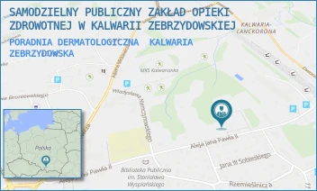 PORADNIA DERMATOLOGICZNA - SAMODZIELNY PUBLICZNY ZAKŁAD OPIEKI ZDROWOTNEJ W KALWARII ZEBRZYDOWSKIEJ - AL. JANA PAWŁA II 7,  KALWARIA ZEBRZYDOWSKA