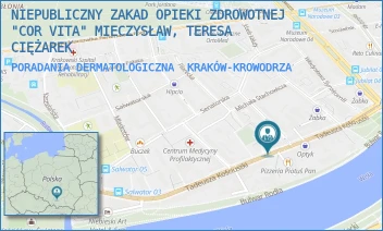PORADANIA DERMATOLOGICZNA - NIEPUBLICZNY ZAKAD OPIEKI ZDROWOTNEJ "COR VITA" MIECZYSŁAW, TERESA CIĘŻAREK - KOŚCIUSZKI 35,  KRAKÓW-KROWODRZA