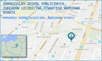 PORADNIA DERMATOLOGICZNA - SAMODZIELNY ZESPÓŁ PUBLICZNYCH ZAKŁADÓW LECZNICTWA OTWARTEGO WARSZAWA OCHOTA - SKARŻYŃSKIEGO 1,  WARSZAWA OCHOTA