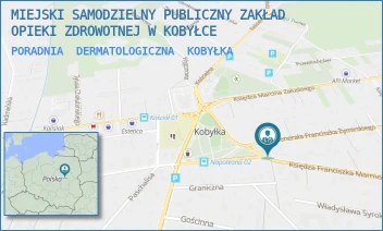 PORADNIA  DERMATOLOGICZNA - MIEJSKI SAMODZIELNY PUBLICZNY ZAKŁAD OPIEKI ZDROWOTNEJ W KOBYŁCE - GEN. FRANCISZKA ŻYMIRSKIEGO 2,  KOBYŁKA
