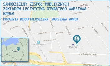 PORADNIA DERMATOLOGICZNA - SAMODZIELNY ZESPÓŁ PUBLICZNYCH ZAKŁADÓW LECZNICTWA OTWARTEGO WARSZAWA WAWER - STRUSIA 4/8,  WARSZAWA WAWER