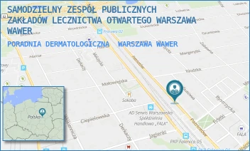 PORADNIA DERMATOLOGICZNA - SAMODZIELNY ZESPÓŁ PUBLICZNYCH ZAKŁADÓW LECZNICTWA OTWARTEGO WARSZAWA WAWER - PATRIOTÓW 46/48,  WARSZAWA WAWER