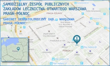 GABINET DERMATOLOGICZNY DĄB. - SAMODZIELNY ZESPÓŁ PUBLICZNYCH ZAKŁADÓW LECZNICTWA OTWARTEGO WARSZAWA PRAGA-PÓŁNOC - DĄBROWSZCZAKÓW 5A,  WARSZAWA PRAGA-PÓŁNOC