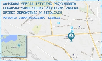 PORADNIA DERMATOLOGICZNA - WOJSKOWA SPECJALISTYCZNA PRZYCHODNIA LEKARSKA SAMODZIELNY PUBLICZNY ZAKŁAD OPIEKI ZDROWOTNEJ W SIEDLCACH - WAŁOWA 1,  SIEDLCE