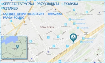 GABINET DERMATOLOGICZNY - SPECJALISTYCZNA PRZYCHODNIA LEKARSKA VITAMED - WILEŃSKA 18,  WARSZAWA PRAGA-PÓŁNOC