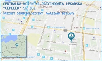 GABINET DERMATOLOGICZNY - CENTRALNA WOJSKOWA PRZYCHODNIA LEKARSKA "CEPELEK" SP ZOZ - STEFANA ŻEROMSKIEGO 33,  WARSZAWA BIELANY