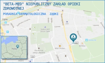 PORADNIA DERMATOLOGICZNA - "BETA-MED" NIEPUBLICZNY ZAKŁAD OPIEKI ZDROWOTNEJ - KS.SKORUPKI 71,  ZĄBKI