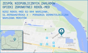 NZOZ REKOL-MED 02-904 WARSZAWA, UL.BERNARDYŃSKA 3 - PORADNIA DERMATOLOGICZNA - ZESPÓŁ NIEPUBLICZNYCH ZAKŁADÓW OPIEKI ZDROWOTNEJ REKOL-MED - BERNARDYŃSKA 3,  WARSZAWA MOKOTÓW