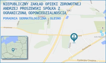 PORADNIA DERMATOLOGICZNA - NIEPUBLICZNY ZAKŁAD OPIEKI ZDROWOTNEJ ANDRZEJ PROSZEWSKI SPÓŁKA Z OGRANICZONĄ ODPOWIEDZIALNOŚCIĄ - UL. PIELOKA 14,  OLESNO