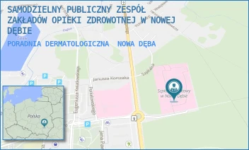 PORADNIA DERMATOLOGICZNA - SAMODZIELNY PUBLICZNY ZESPÓŁ ZAKŁADÓW OPIEKI ZDROWOTNEJ W NOWEJ DĘBIE - UL. M.C.SKŁODOWSKIEJ 1A,  NOWA DĘBA