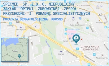 PORADNIA DERMATOLOGICZNA - SPECMED  SP. Z O. O. NIEPUBLICZNY  ZAKŁAD  OPIEKI  ZDROWOTNEJ  ZESPÓŁ  PRZYCHODNI  I  PORADNI SPECJALISTYCZNYCH - UL. GRODZKA 47A,  KROSNO