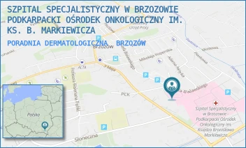 PORADNIA DERMATOLOGICZNA - SZPITAL SPECJALISTYCZNY W BRZOZOWIE PODKARPACKI OŚRODEK ONKOLOGICZNY IM. KS. B. MARKIEWICZA - UL. KS. JÓZEFA BIELAWSKIEGO 16,  BRZOZÓW