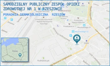 PORADNIA DERMATOLOGICZNA - SAMODZIELNY PUBLICZNY ZESPÓŁ OPIEKI ZDROWOTNEJ NR 1 W RZESZOWIE - UL. KLEMENTYNY HOFFMANOWEJ 8A,  RZESZÓW