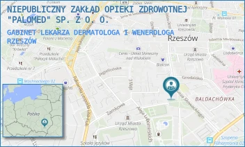GABINET LEKARZA DERMATOLOGA I WENEROLOGA - NIEPUBLICZNY ZAKŁAD OPIEKI ZDROWOTNEJ "PALOMED" SP. Z O. O. - UL. JULIUSZA SŁOWACKIEGO 24,  RZESZÓW