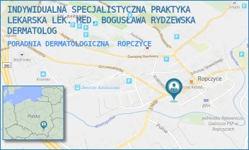 PORADNIA DERMATOLOGICZNA - INDYWIDUALNA SPECJALISTYCZNA PRAKTYKA LEKARSKA LEK. MED. BOGUSŁAWA RYDZEWSKA DERMATOLOG - UL. GRUNWALDZKA 9,  ROPCZYCE