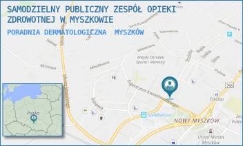 PORADNIA DERMATOLOGICZNA - SAMODZIELNY PUBLICZNY ZESPÓŁ OPIEKI ZDROWOTNEJ W MYSZKOWIE - UL. STRAŻACKA 45,  MYSZKÓW