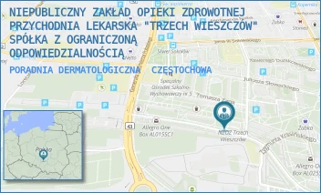 PORADNIA DERMATOLOGICZNA - NIEPUBLICZNY ZAKŁAD OPIEKI ZDROWOTNEJ PRZYCHODNIA LEKARSKA "TRZECH WIESZCZÓW" SPÓŁKA Z OGRANICZONĄ ODPOWIEDZIALNOŚCIĄ - UL. ZANA 6,  CZĘSTOCHOWA