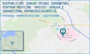 PORADNIA DERMATOLOGICZNA - NIEPUBLICZNY ZAKŁAD OPIEKI ZDROWOTNEJ - CENTRUM MEDYCZNE "AMICUS" SPÓŁKA Z OGRANICZONĄ ODPOWIEDZIALNOŚCIĄ - ALEJA POKOJU 44,  CZĘSTOCHOWA