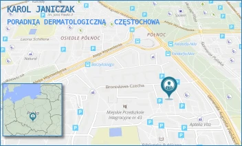 PORADNIA DERMATOLOGICZNA - KAROL JANICZAK - UL. CZECHA 5"B",  CZĘSTOCHOWA