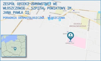 PORADNIA DERMATOLOGICZNA - ZESPÓŁ OPIEKI ZDROWOTNEJ WE WŁOSZCZOWIE - SZPITAL POWIATOWY IM. JANA PAWŁA II - ŻEROMSKIEGO 28,  WŁOSZCZOWA