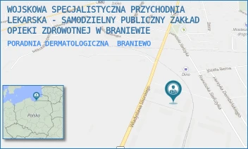 PORADNIA DERMATOLOGICZNA - WOJSKOWA SPECJALISTYCZNA PRZYCHODNIA LEKARSKA SAMODZIELNY PUBLICZNY ZAKŁAD OPIEKI ZDROWOTNEJ W BRANIEWIE - STEFCZYKA 11,  BRANIEWO