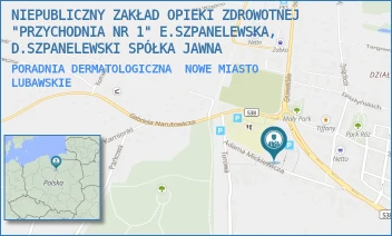 PORADNIA DERMATOLOGICZNA - NIEPUBLICZNY ZAKŁAD OPIEKI ZDROWOTNEJ "PRZYCHODNIA NR 1" E.SZPANELEWSKA, D.SZPANELEWSKI SPÓŁKA JAWNA - MICKIEWICZA 11B,  NOWE MIASTO LUBAWSKIE