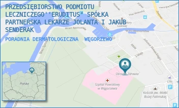 PORADNIA DERMATOLOGICZNA - PRZEDSIĘBIORSTWO PODMIOTU LECZNICZEGO''ERUDITUS" SPÓŁKA PARTNERSKA LEKARZE JOLANTA I JAKUB SENDERAK - 3 MAJA 17B/14,  WĘGORZEWO