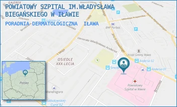 PORADNIA DERMATOLOGICZNA - POWIATOWY SZPITAL IM.WŁADYSŁAWA BIEGAŃSKIEGO W IŁAWIE - GEN. WŁADYSŁAWA ANDERSA 3,  IŁAWA