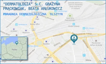PORADNIA DERMATOLOGICZNA - "DERMATOLOGIA" S.C. GRAŻYNA FRĄCKOWIAK, BEATA ARŁUKOWICZ - PLAC KONSTYTUCJI 3 MAJA 3,  OLSZTYN