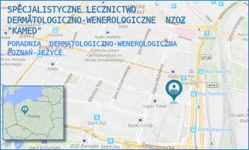 PORADNIA  DERMATOLOGICZNO-WENEROLOGICZNA - SPECJALISTYCZNE LECZNICTWO DERMATOLOGICZNO-WENEROLOGICZNE  NZOZ "KAMED" - SŁOWACKIEGO 8/332,  POZNAŃ-JEŻYCE