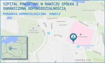 PORADNIA DERMATOLOGICZNA - SZPITAL POWIATOWY W RAWICZU SPÓŁKA Z OGRANICZONĄ ODPOWIEDZIALNOŚCIĄ - GEN. GROTA ROWECKIEGO 6,  RAWICZ