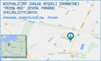 PORADNIA DERMATOLOGICZNA - NIEPUBLICZNY ZAKŁAD OPIEKLI ZDROWOTNEJ "PRIMA-MED" ZESPÓŁ PORADNI SPECJALISTYCZNYCH - DWORCOWA 26,  PNIEWY